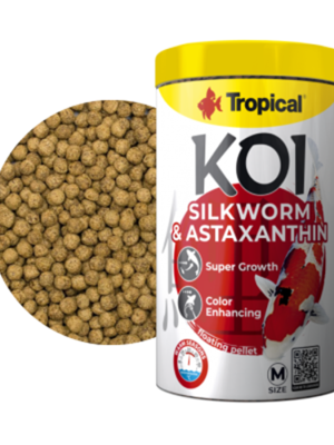 غذای حاوی کرم ابریشم و آستاگزانتین کوی Koi Silkworm&Astaxanthin Pellet Size S تروپیکال 1000ml/400gr